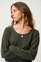Pull Col Bateau Goutte Devant - Glyder - Kaki