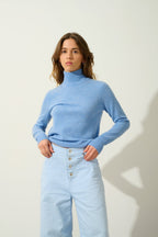 Eileen Turtleneck Jumper - Sky - 100% 2-Ply Cashmere - Women