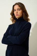 Roll Neck Jumper - Madeline - Navy