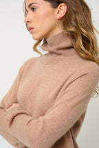 Jersey de cuello alto - Madeline - Camel jaspeado
