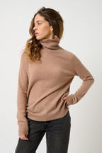 Jersey de cuello alto - Madeline - Camel jaspeado