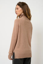 Jersey de cuello alto - Madeline - Camel jaspeado