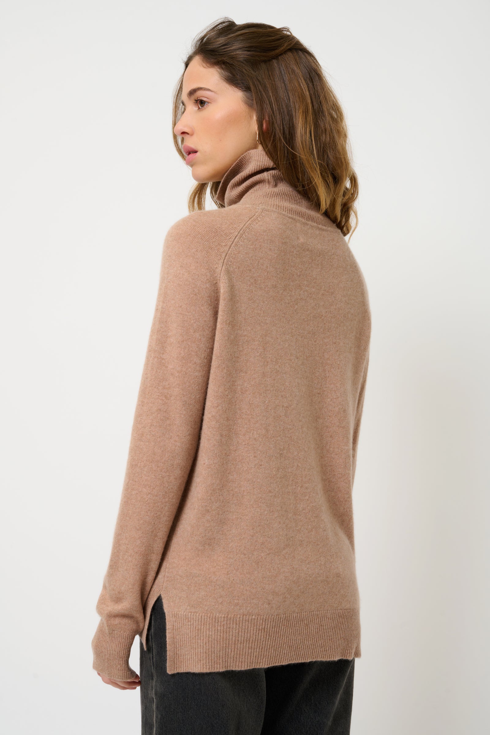 Jersey de cuello alto - Madeline - Camel jaspeado