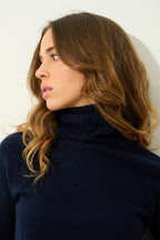 Jersey Cuello Alto Cassy - Navy - 100% Cachemira 2 Hilos - Punto - Mujer