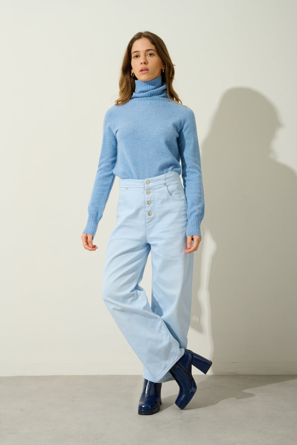 Roll-Neck Jumper - Cassy - Sky