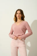 Pull Col V Grasmoor - Bois De Rose - 100% Cachemire 2 Fils - Femme