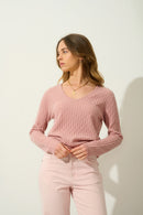 Pull Col V Grasmoor - Bois De Rose - 100% Cachemire 2 Fils - Femme