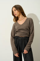 Pull Col V - Grasmoor - Taupe Chiné