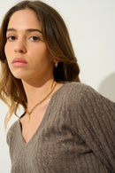 Pull Col V - Grasmoor - Taupe Chiné