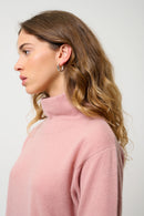 Pull Col Montant Bénitier - Cheviot - Bois De Rose