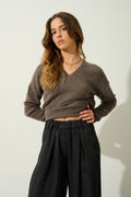 Jersey Cuello V - 100% Cachemira 4 Hilos - Taupe Chiné - Mujer