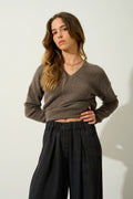 Jersey Cuello V - 100% Cachemira 4 Hilos - Taupe Chiné - Mujer