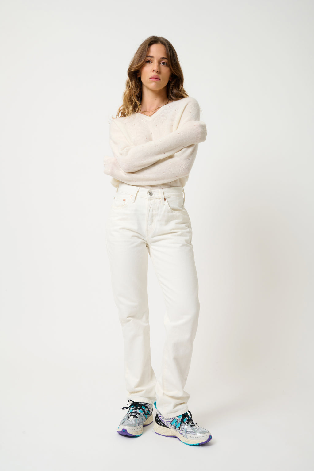 Jersey de cuello en V de 4 hilos - Doty - Nieve