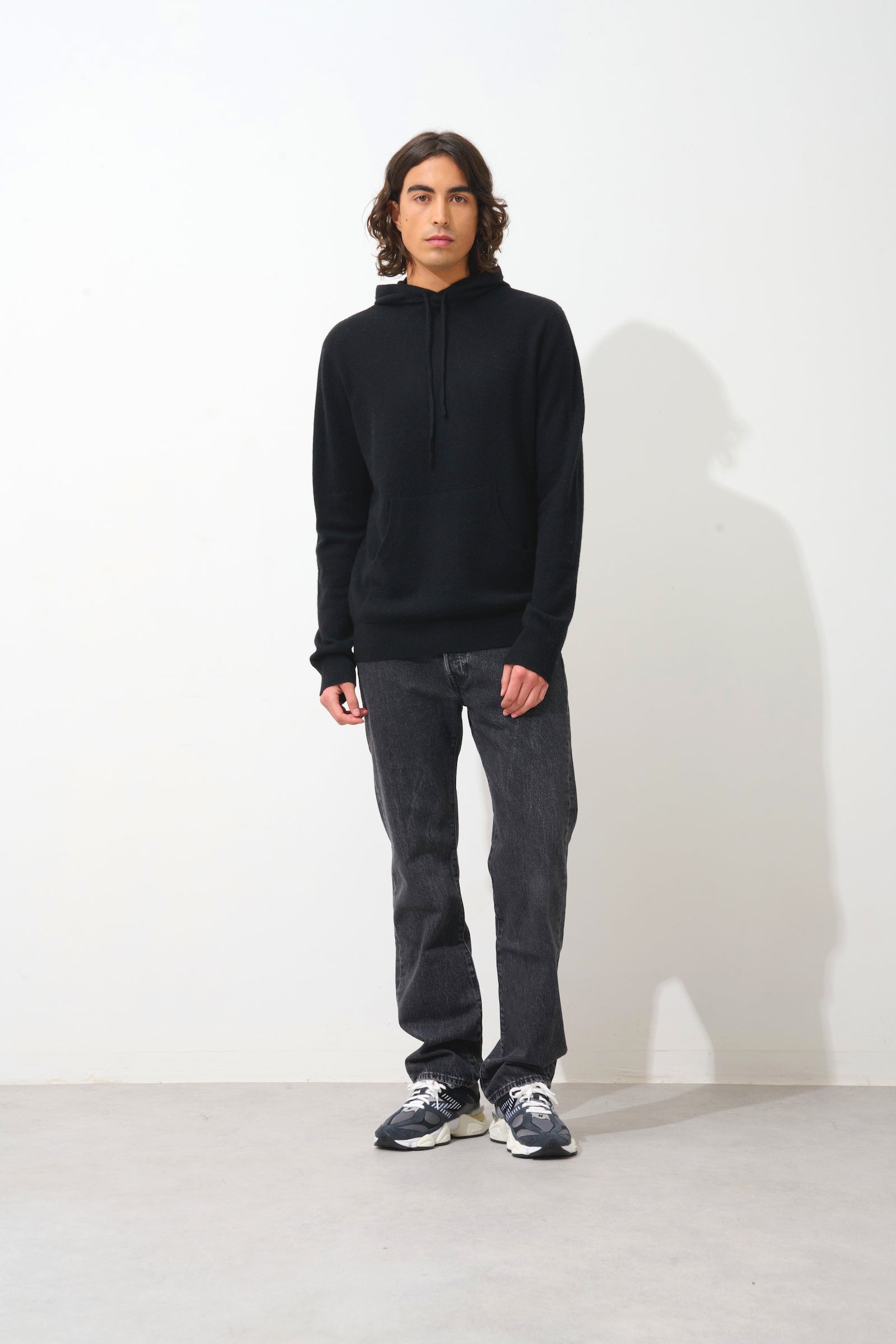 Hooded Jumper - 100% 2-Ply Cashmere - Black