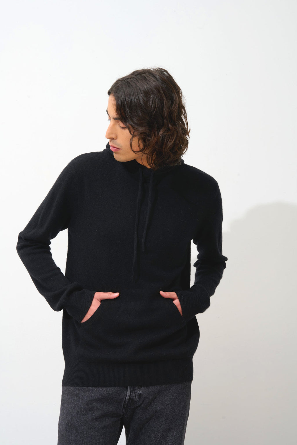 Hooded Jumper - 100% 2-Ply Cashmere - Black