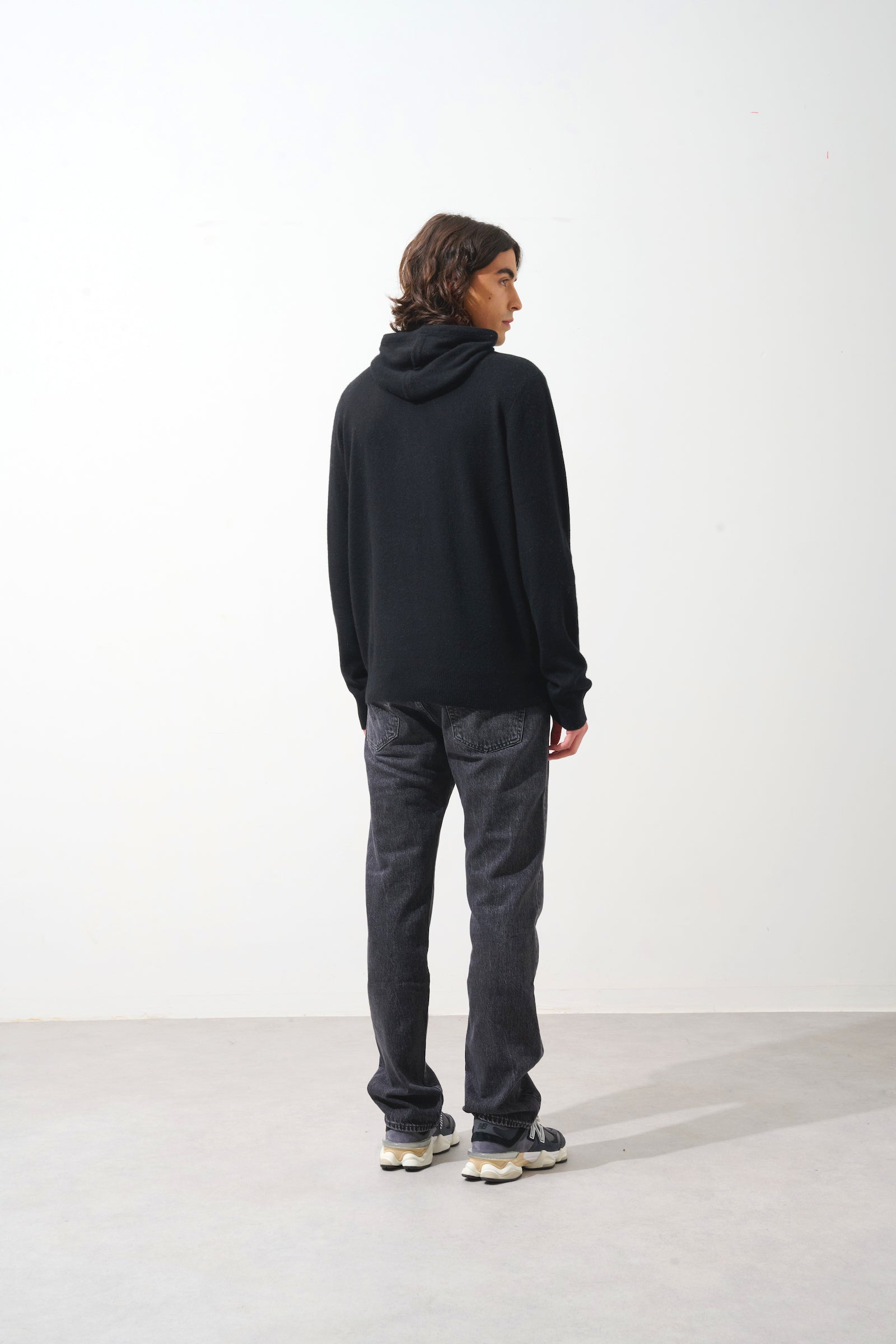 Hooded Jumper - 100% 2-Ply Cashmere - Black