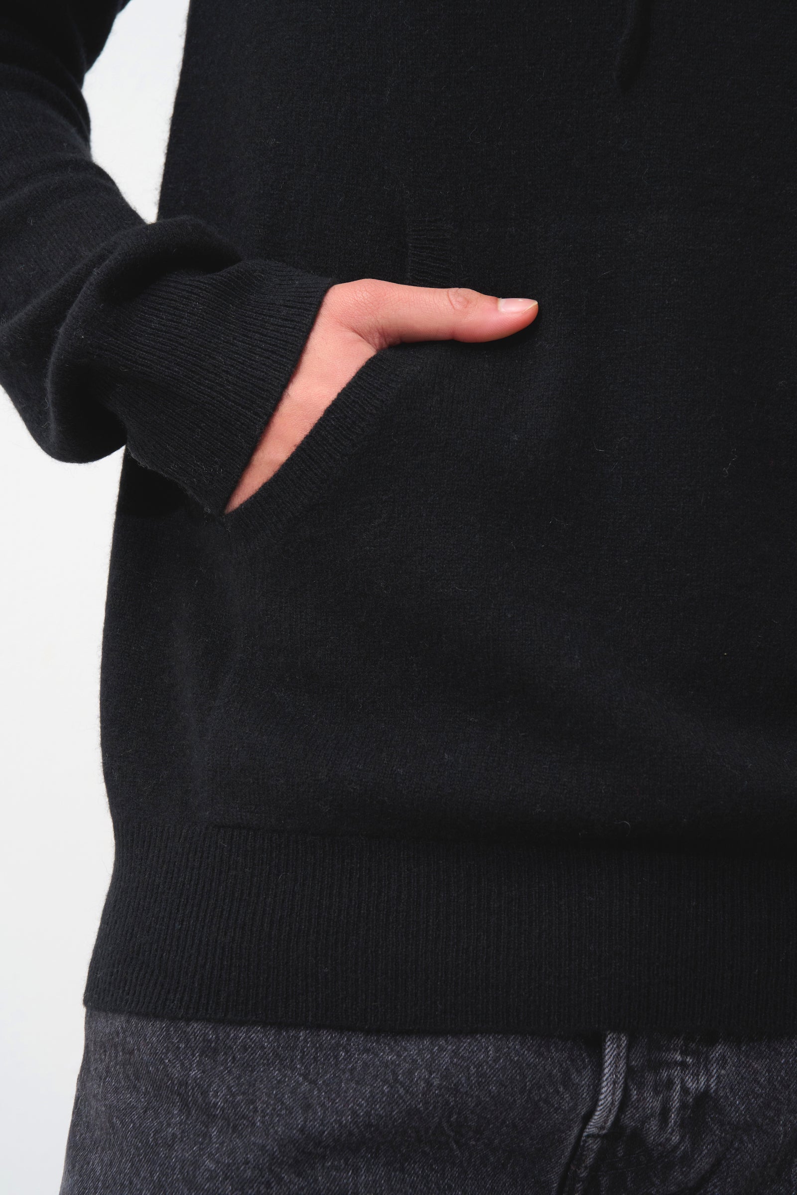 Hooded Jumper - 100% 2-Ply Cashmere - Black