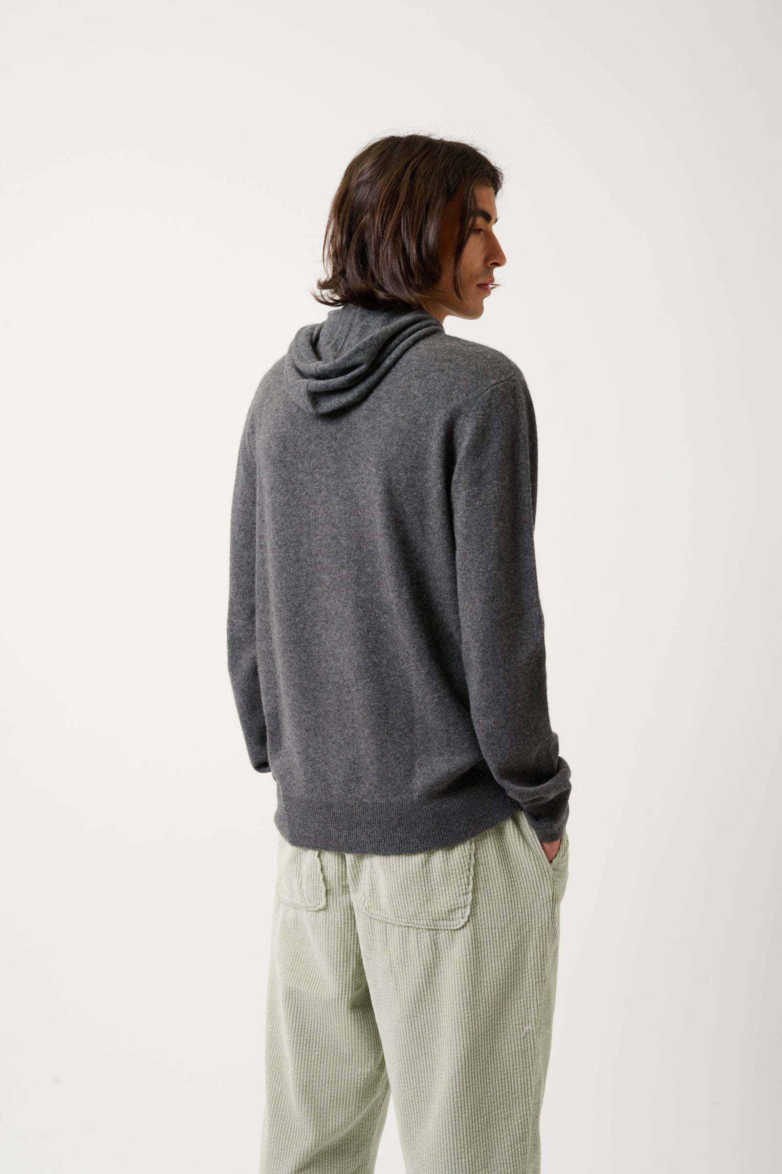 Sudadera con capucha - 100% Cachemira 2 Hilos - Antracita Jaspeado - Hombre
