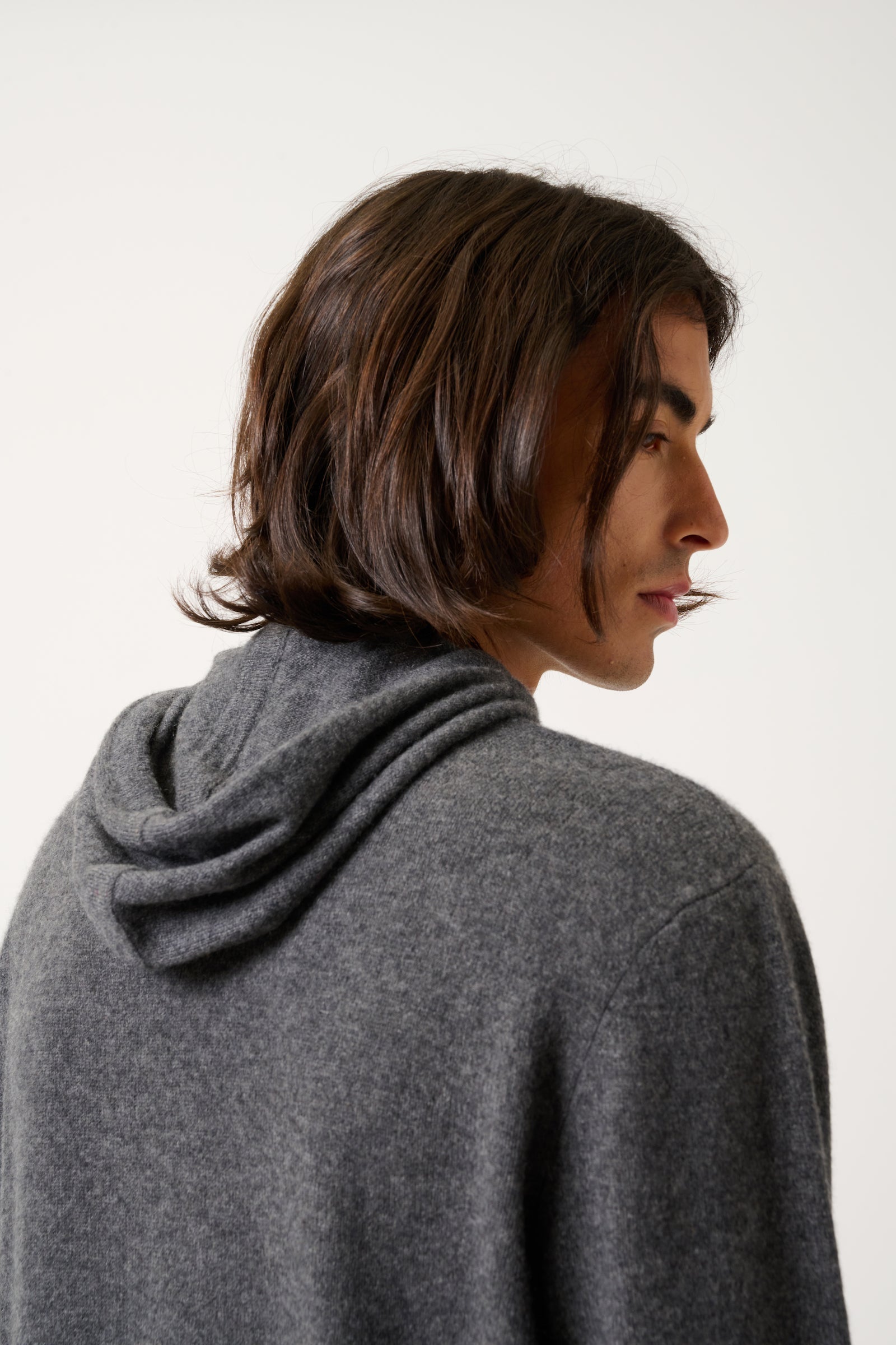 Sudadera con capucha - 100% Cachemira 2 Hilos - Antracita Jaspeado - Hombre