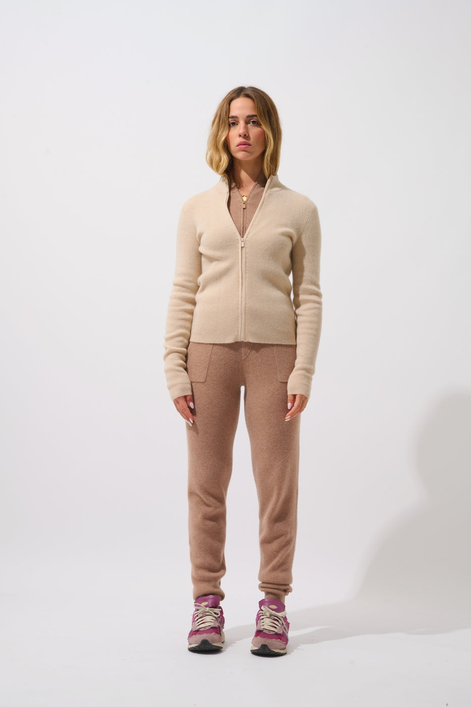 Gilet Zippé Col Montant Alberte - Sable