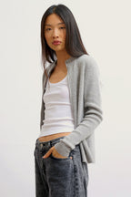 Gilet Zippé Col Montant - Alberte - Nuage Chiné
