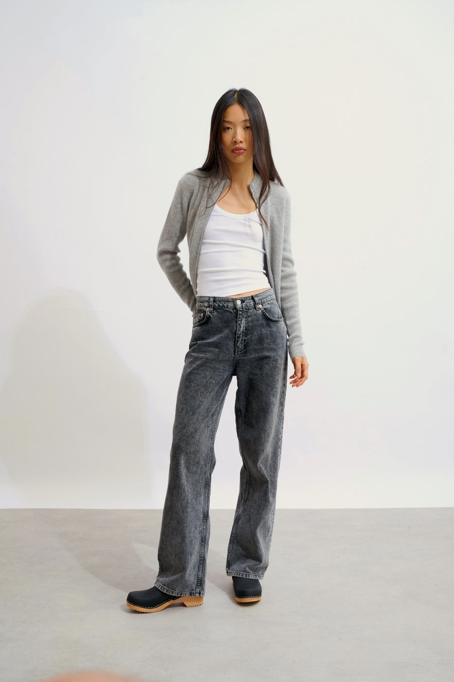 Gilet Zippé Col Montant - Alberte - Nuage Chiné