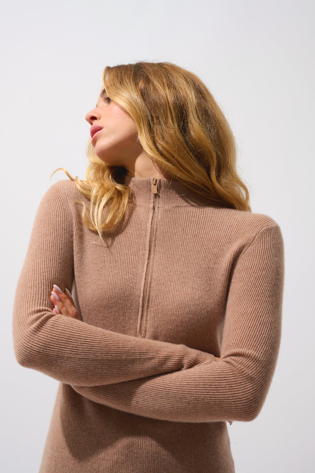 Pull Camionneur Asta - Camel Chiné - 100% Cachemire 2 Fils