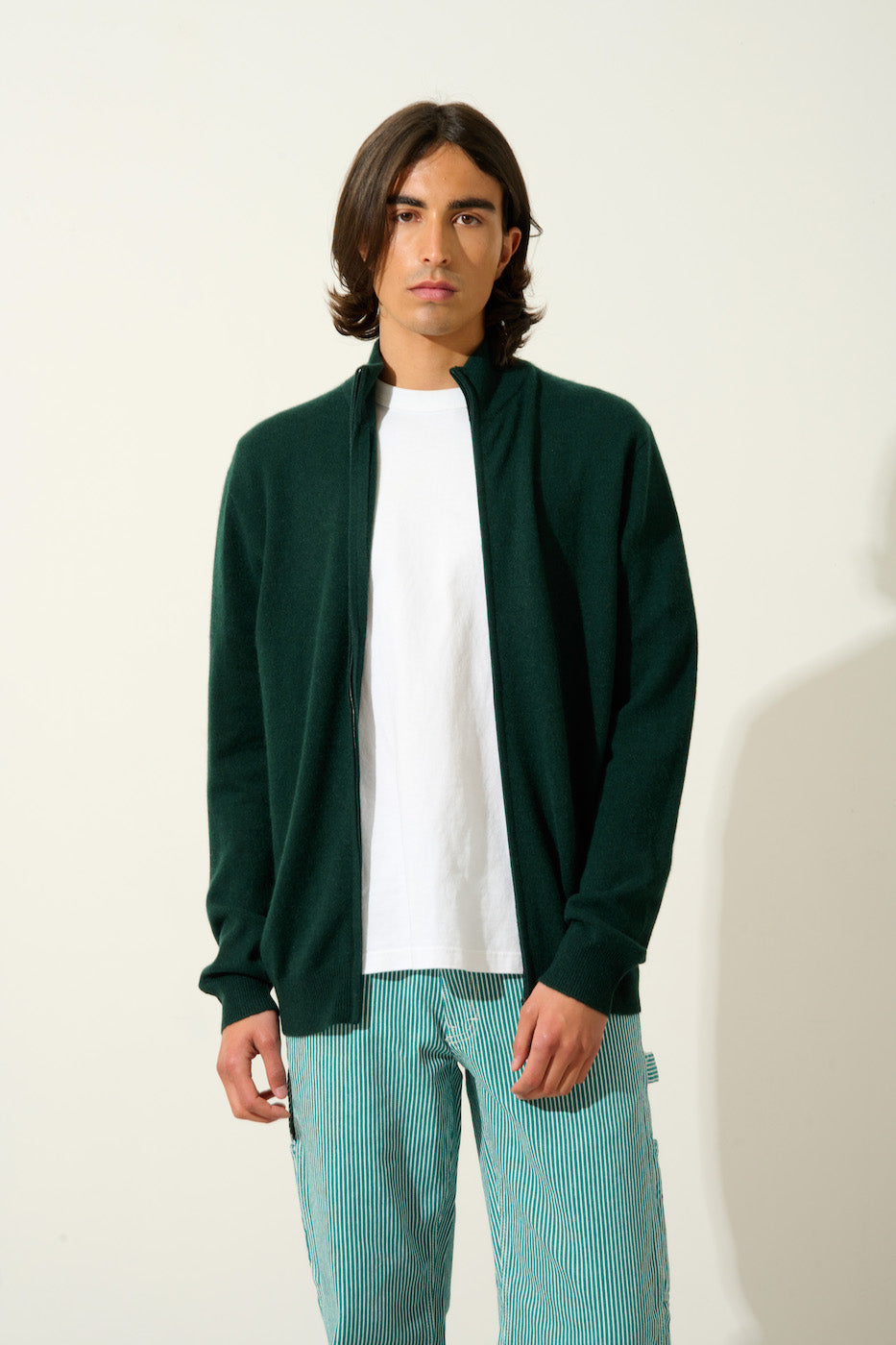 Zip-Through High-Neck Cardigan - Albaron - Green