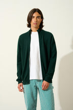 Zip-Through High-Neck Cardigan - Albaron - Green