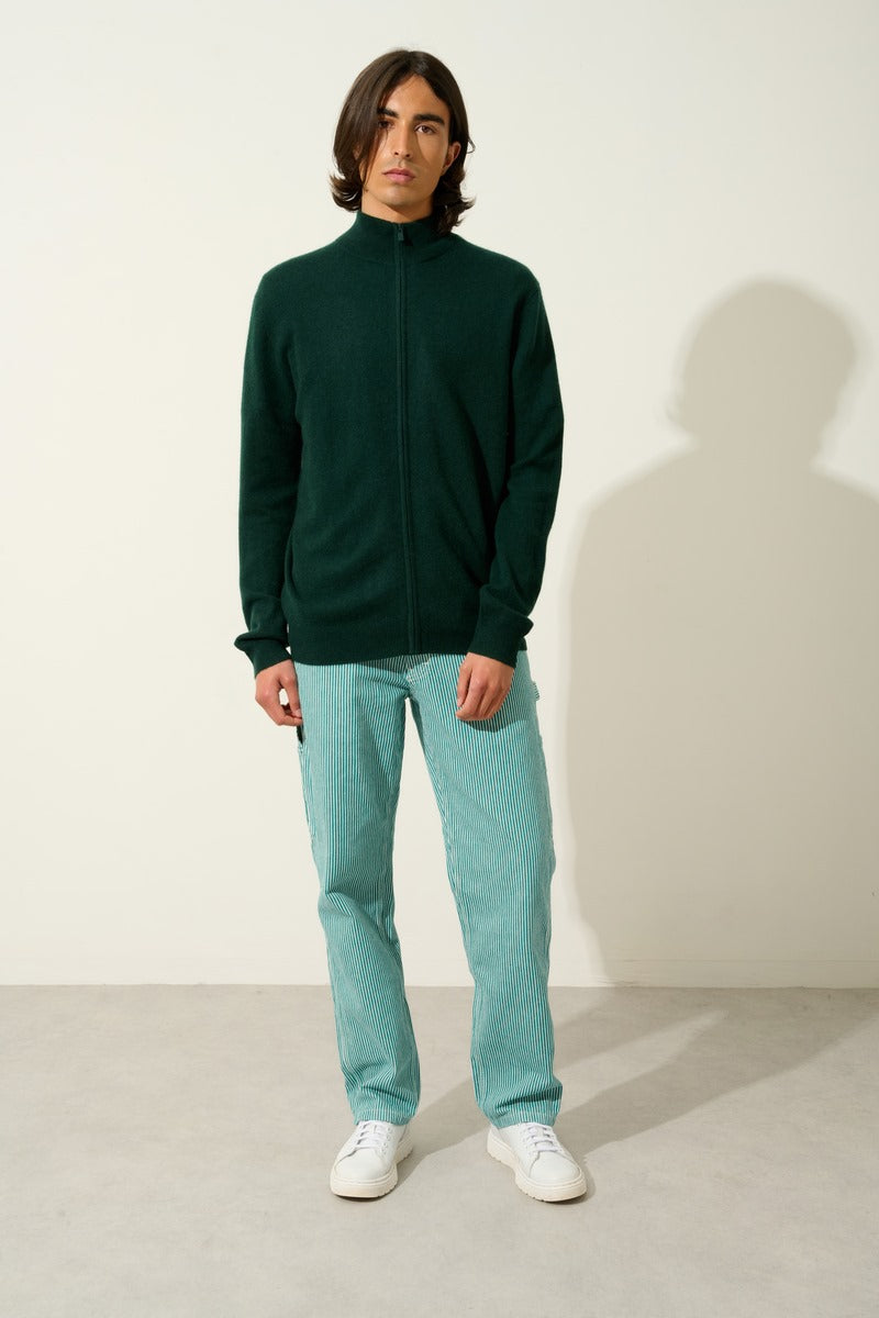 Zip-Through High-Neck Cardigan - Albaron - Green