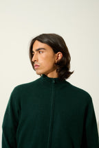 Zip-Through High-Neck Cardigan - Albaron - Green