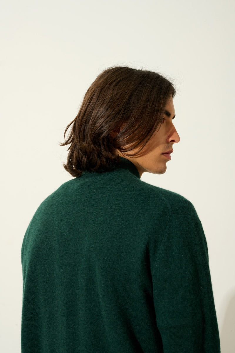 Zip-Through High-Neck Cardigan - Albaron - Green