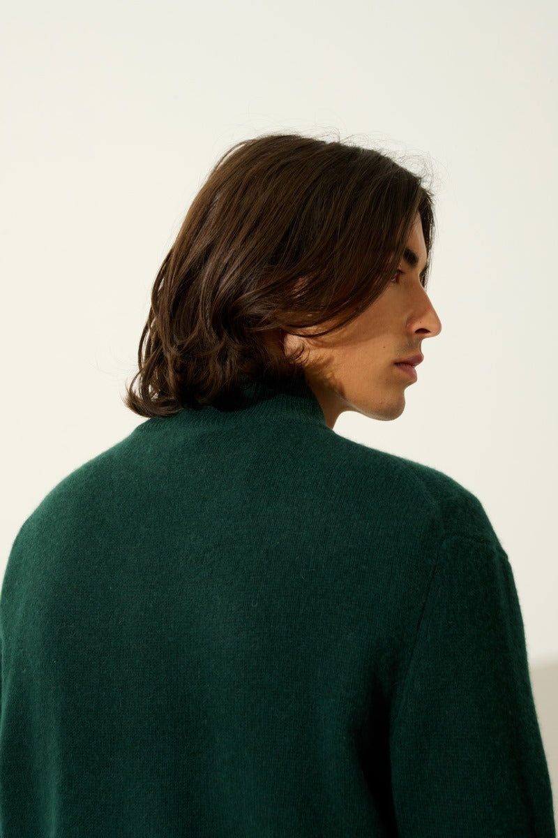 Gilet Zippé Col Camionneur 4 Fils - Lyna - Cyprès