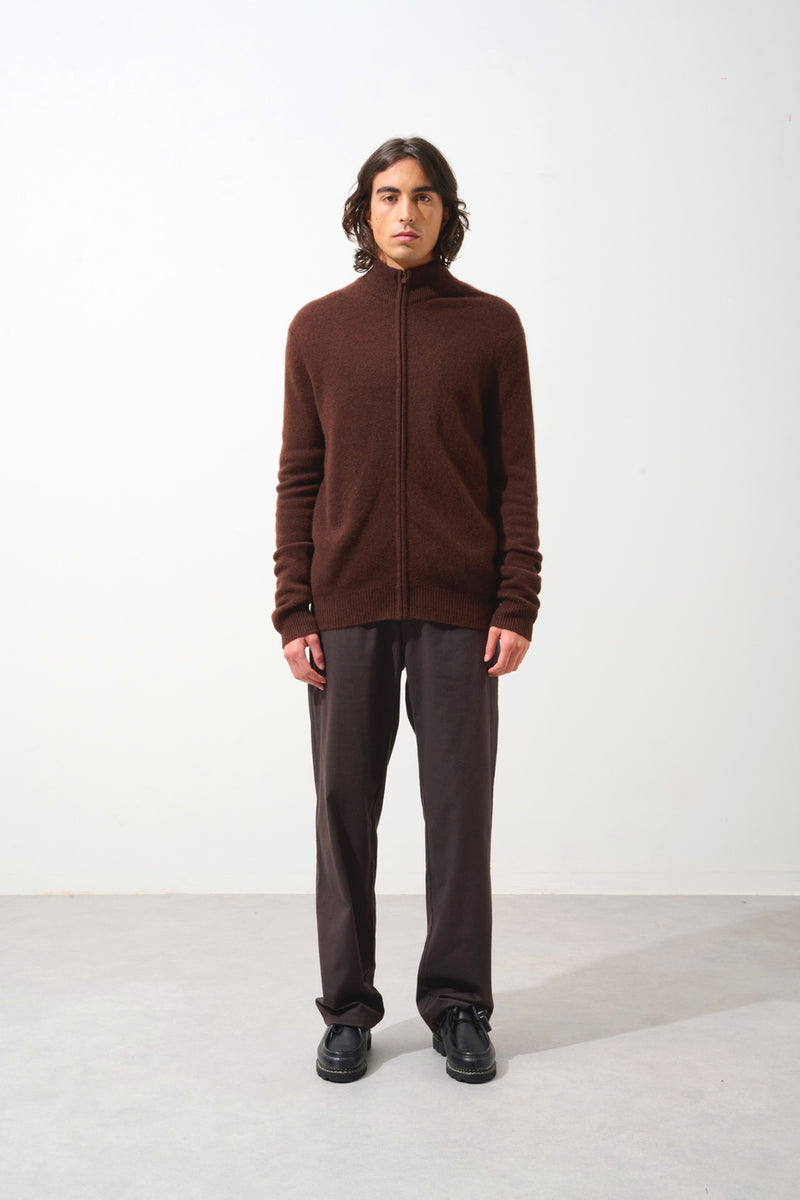 Gilet Zippé Col Camionneur 4 Fils - Lyna - Café