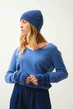 Mittens - 100% Cashmere 6 Ply - Ocean Chiné