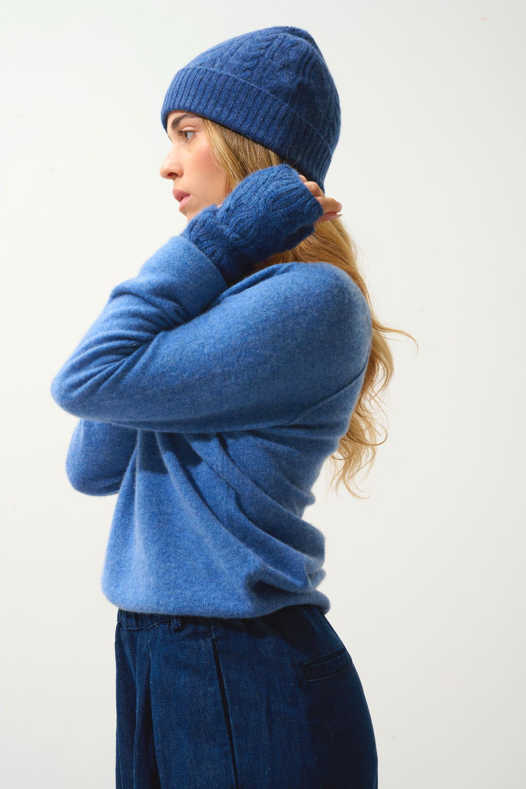 Mittens - 100% Cashmere 6 Ply - Ocean Chiné