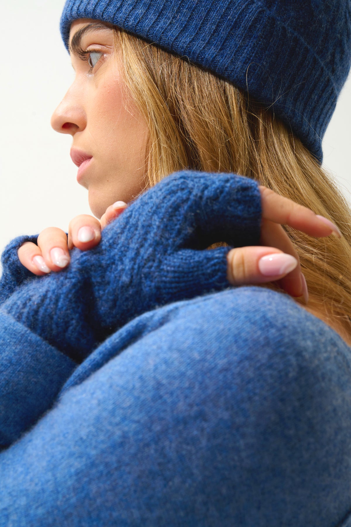 Mittens - 100% Cashmere 6 Ply - Ocean Chiné