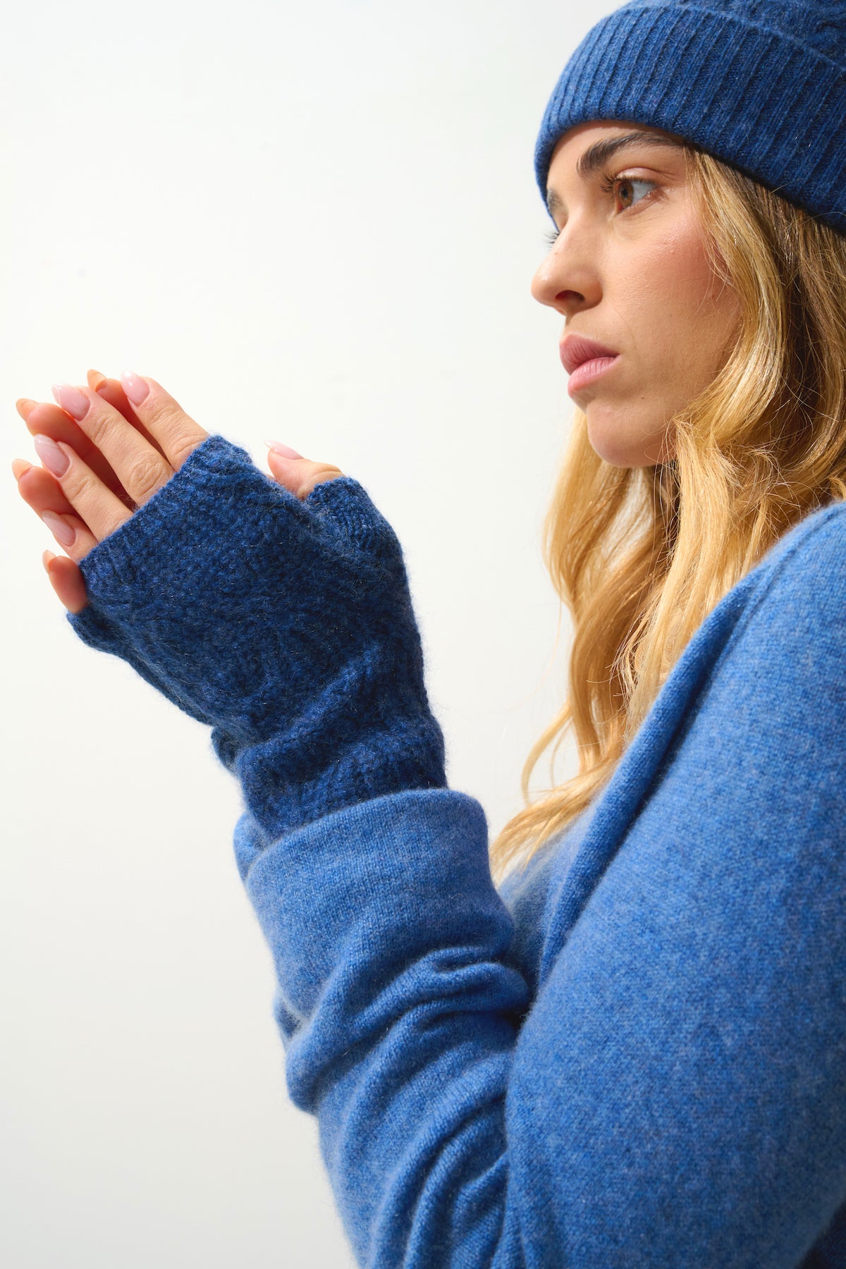 Mittens - 100% Cashmere 6 Ply - Ocean Chiné