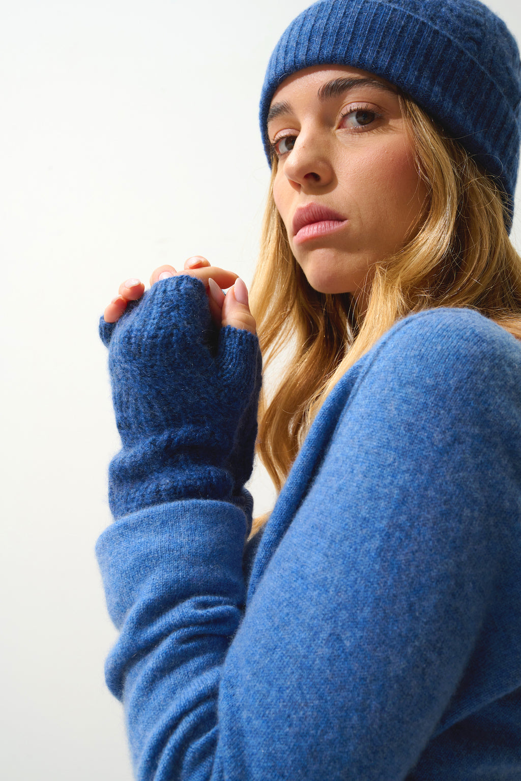 Mittens - 100% Cashmere 6 Ply - Ocean Chiné