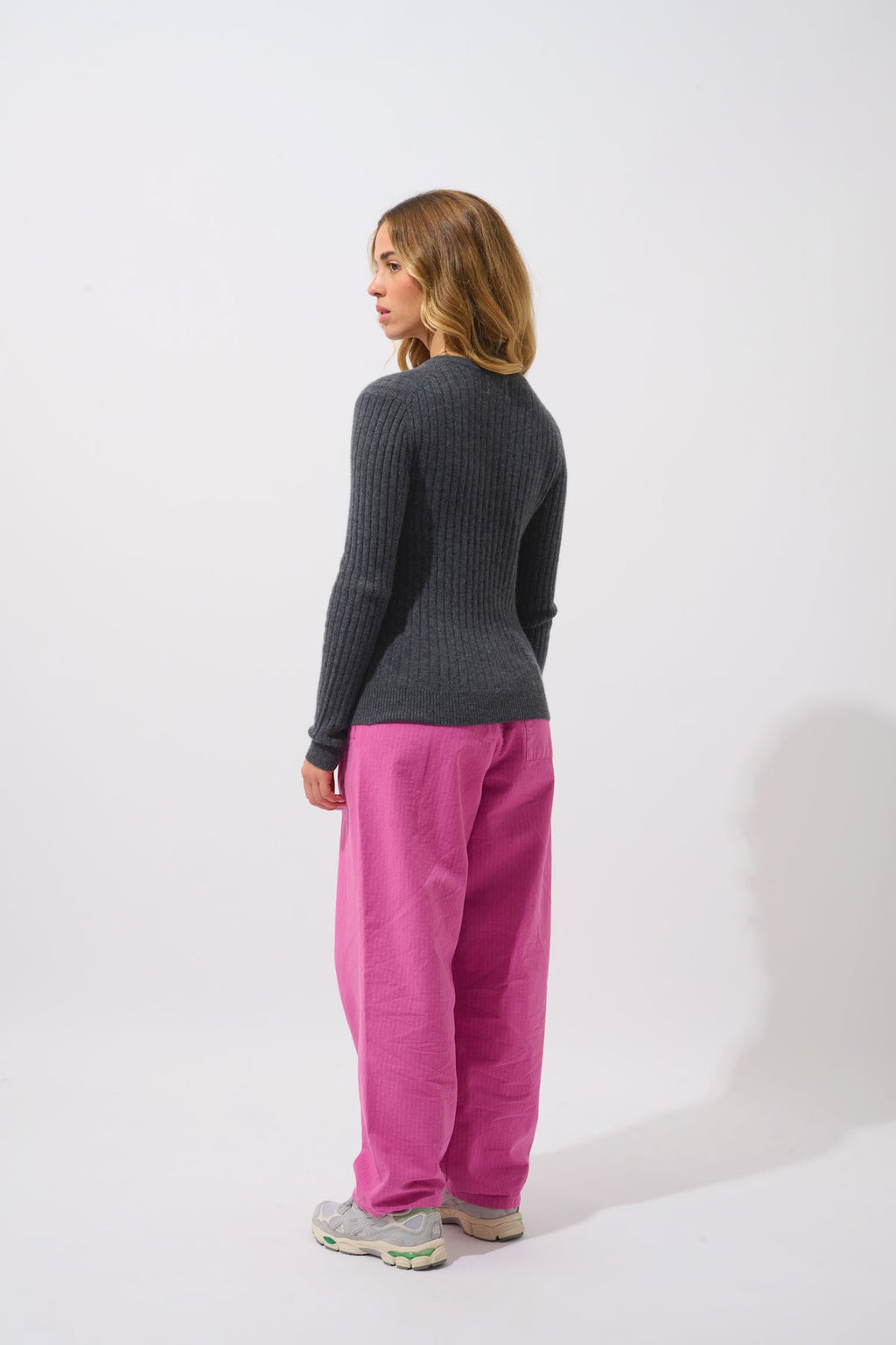 Pull Col Rond - 100% Cachemire 2 Fils - Anthracite Chiné