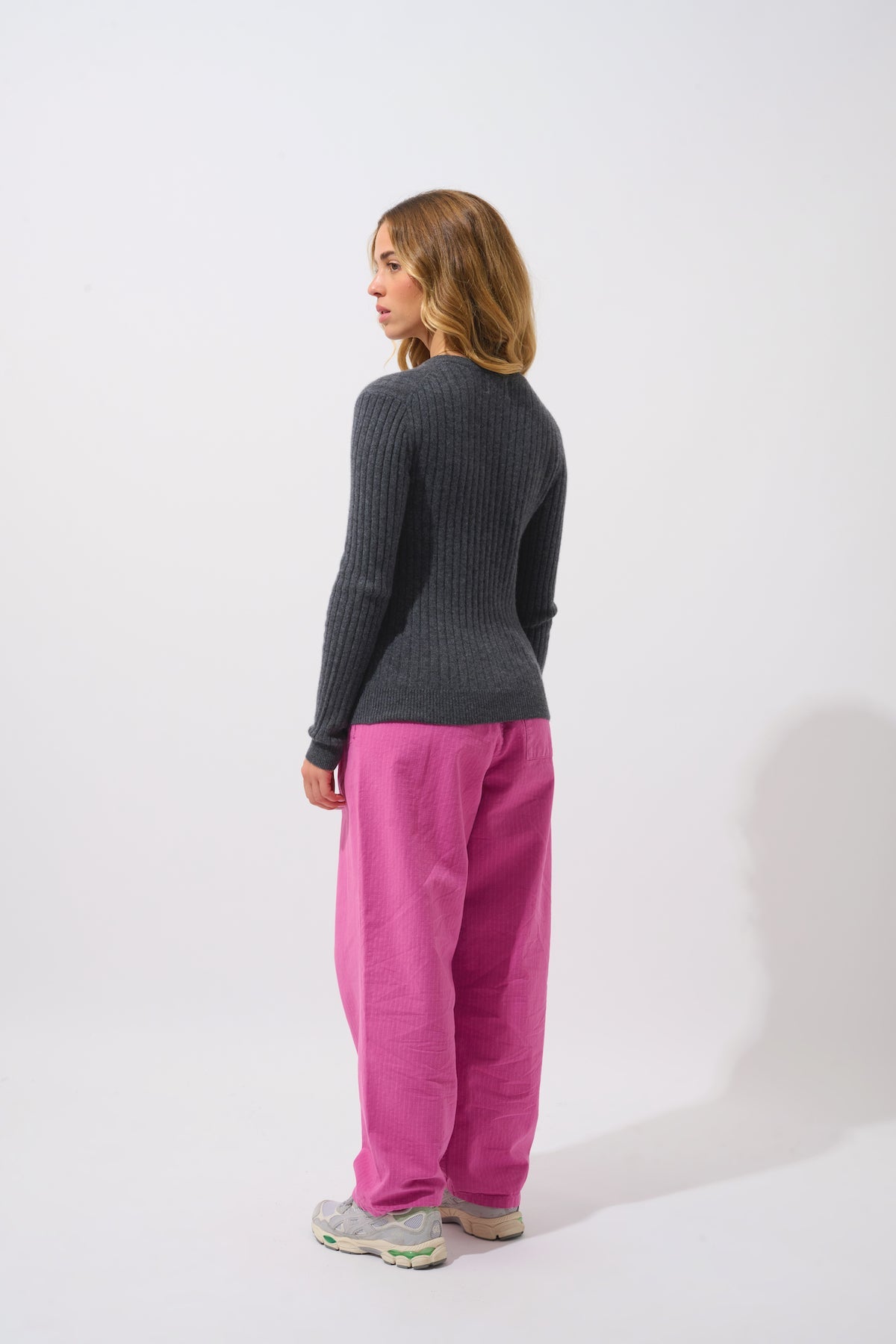 Pull Col Rond - 100% Cachemire 2 Fils - Anthracite Chiné