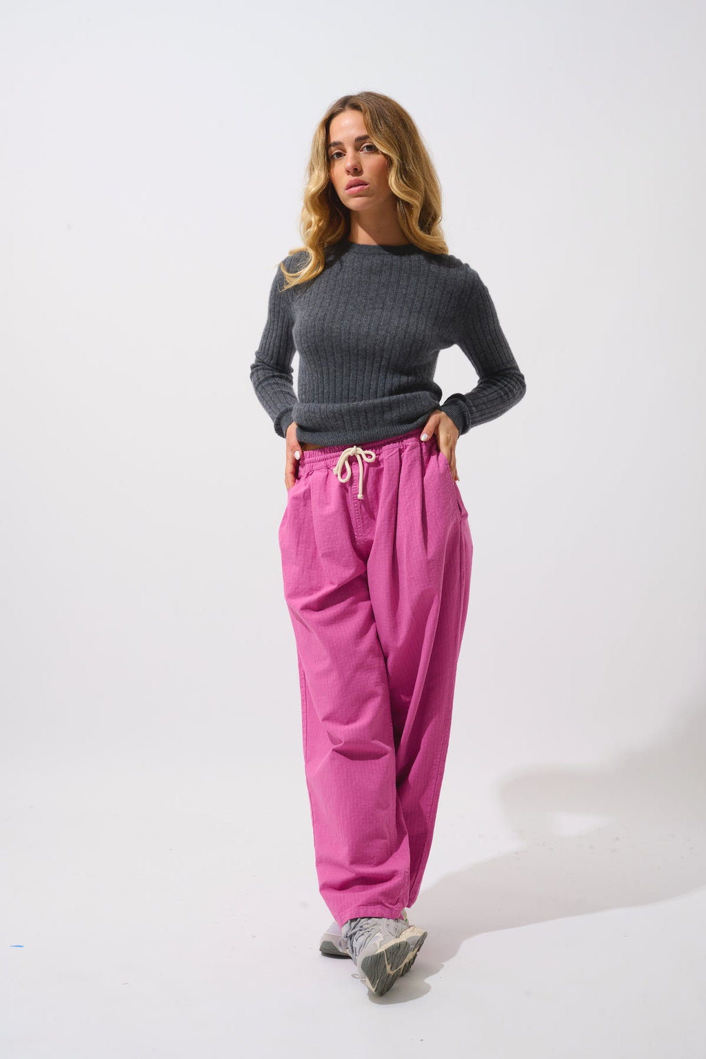 Pull Col Rond - 100% Cachemire 2 Fils - Anthracite Chiné