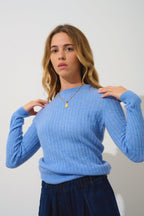 Bella Round Neck Jumper - Sky - 100% 2-Ply Cashmere - Women