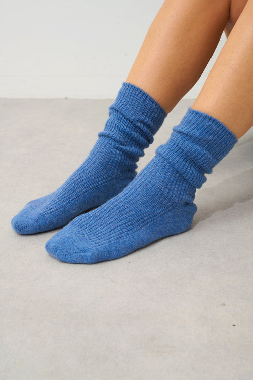 Chaussettes 4 Fils Chewila - Bleu Denim - 100% Cachemire 4 Fils - Mixte