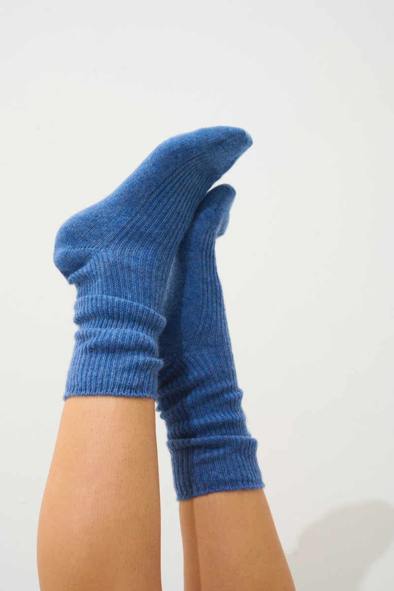 Chaussettes 4 Fils Chewila - Bleu Denim - 100% Cachemire 4 Fils - Mixte