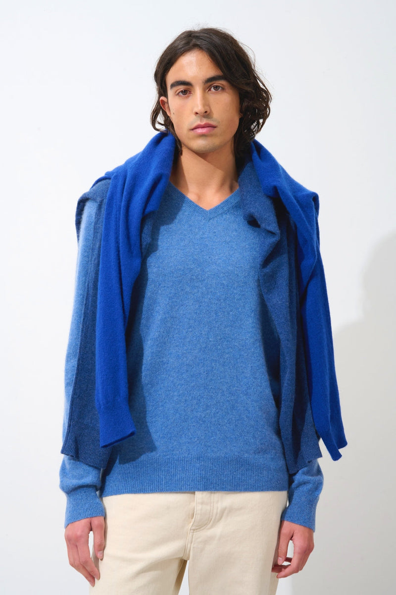 Pull Col V  - Agel - Bleu