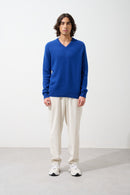 Pull Col V - 100% Cachemire 4 Fils - Outremer