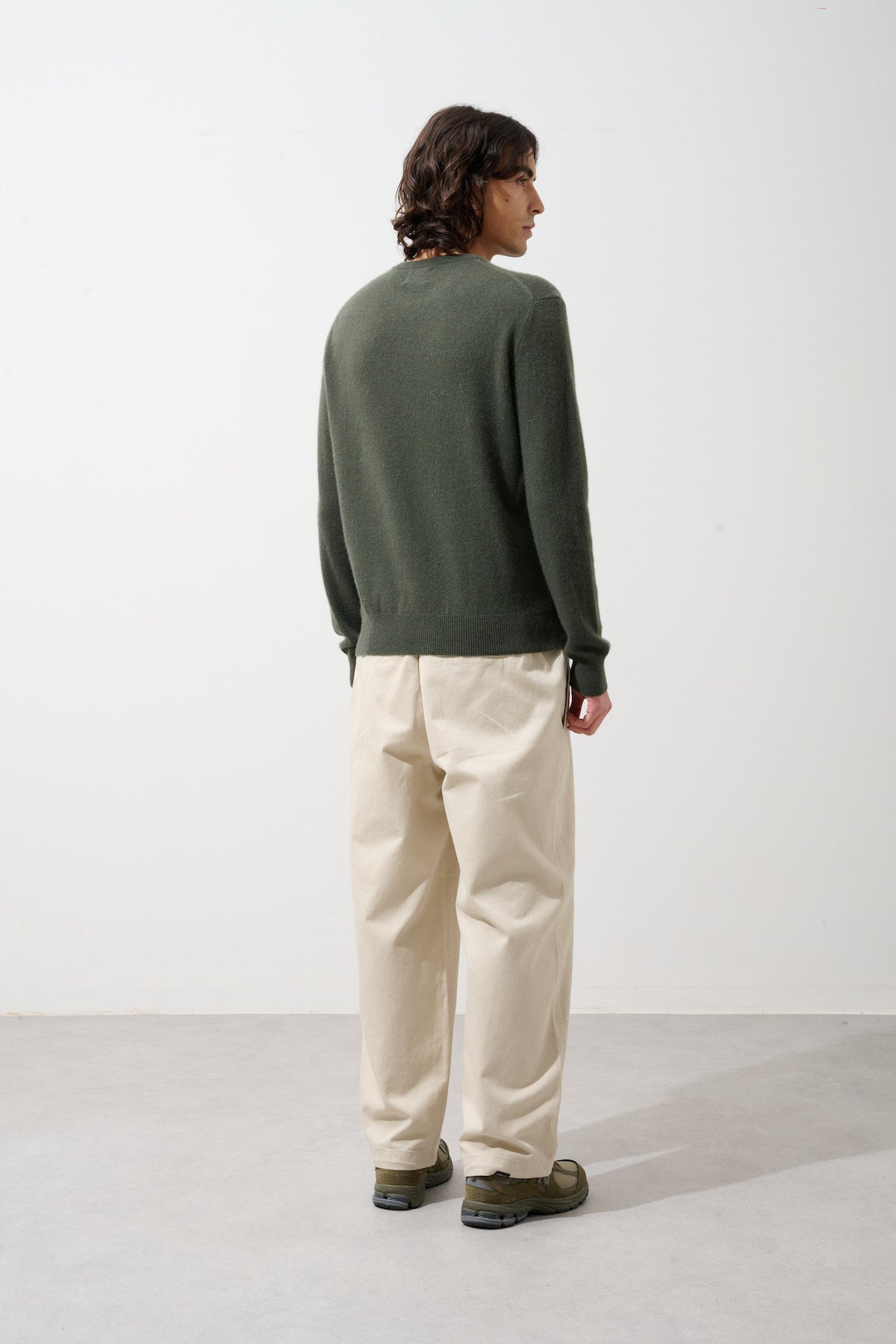 Aiglière Round-Neck Jumper - Khaki - 100% 2-Ply Cashmere - Men
