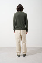 Aiglière Round-Neck Jumper - Khaki - 100% 2-Ply Cashmere - Men