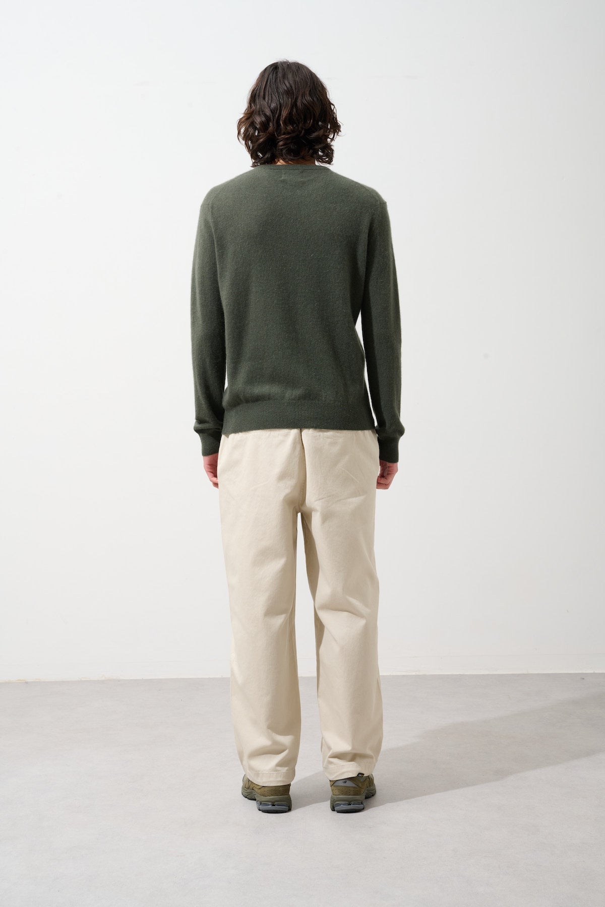 Aiglière Round-Neck Jumper - Khaki - 100% 2-Ply Cashmere - Men